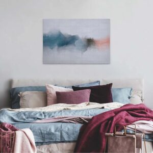 Bricoflor Aquarell Bild Auf Leiwand In Weiß Und Blau Modernes Wandbild Für Büro Und Schlafzimmer Wasserfarben Leinwandbild Mit Grafik Design
