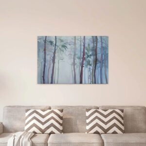 Bricoflor Aquarell Bild Mit Wald Motiv Schlafzimmer Und Wohnzimmer Wandbild Mit Bäumen Canvas Leinwand Im Querformat In Grün Und Blau