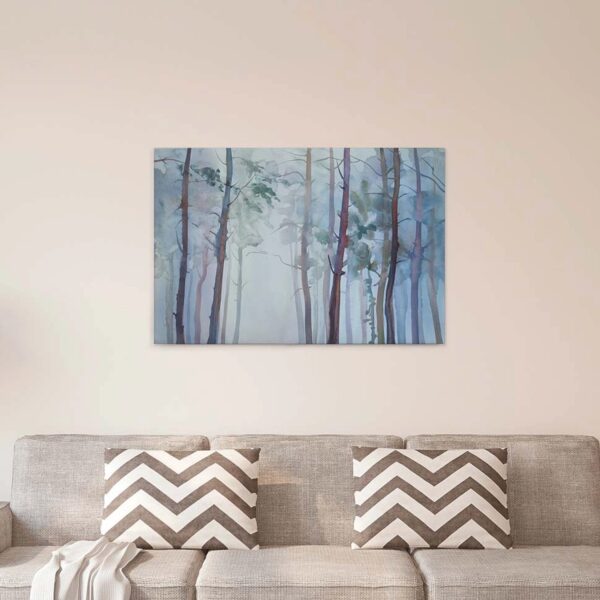Bricoflor Aquarell Bild Mit Wald Motiv Schlafzimmer Und Wohnzimmer Wandbild Mit Bäumen Canvas Leinwand Im Querformat In Grün Und Blau