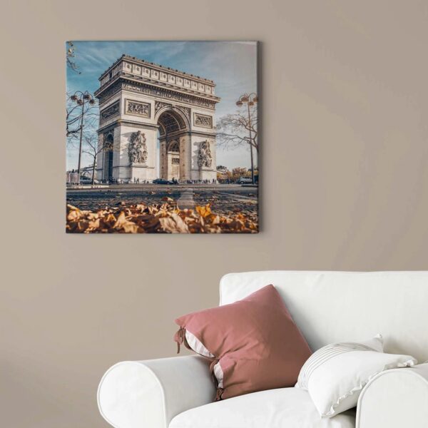 Bricoflor Arc De Triomphe Bild Paris Leinwand Mit Herbstlaub Ideal Für Wohnzimmer Und Schlafzimmer Stadt Wandbild Mit Herbst Motiv