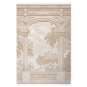Bricoflor Architektur Bild Historisch Vintage Leinwandbild Mit Aquädukt Creme Beige 60 X 90 Cm Holzstich Leinwand Für Wohnzimmer