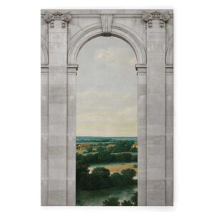 Bricoflor Architektur Bilder Im Gemälde Stil Kunst Leinwandbild In 60 X 90 Cm Torbogen Wandbild Grau Grün Mit Landschaft