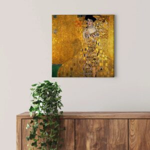 Bricoflor Art Déco Leinwand Bild Jugendstil Bild In Gold Ideal Für Schlafzimmer Und Wohnzimmer Kunstdruck Leinwandbild Mit Frau Im Art Nouveau Design