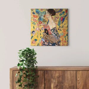 Bricoflor Art Nouveau Bild 20Er Jahre Leinwand Bild Im Gemälde Stil Mit Frau Und Pfau Ölgemälde Kunstdruck Wandbild Für Wohnzimmer Und Schlafzimmer