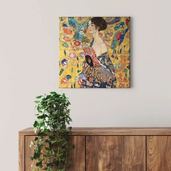 Bricoflor Art Nouveau Bild 20Er Jahre Leinwand Bild Im Gemälde Stil Mit Frau Und Pfau Ölgemälde Kunstdruck Wandbild Für Wohnzimmer Und Schlafzimmer