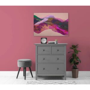 Bricoflor Asiatische Landschaft Bild Für Wohnzimmer Und Schlafzimmer Neonfarben Leinwand Mit Bergen In 120 X 80 Cm Wandbild Bunt