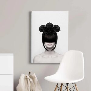 Bricoflor Ausgefallenes Wandbild In Schwarz Weiß Modernes Leinwandbild Mit Frau Schwarzweiß Fotografie Auf Leinwand Im Hochformat