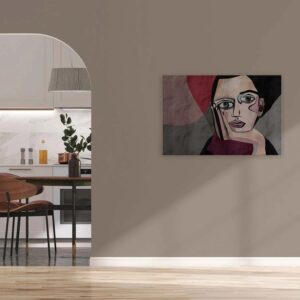 Bricoflor Ausgefallenes Wandbild Mit Menschen In 120 X 80 Cm Leinwandbild Abstrakte Kunst Grau Rot Ideal Für Küche Und Wohnzimmer
