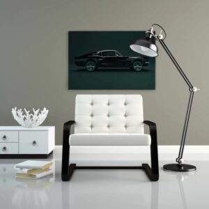 Bricoflor Auto Wandbild In Petrol Leinwand Bild Mit Oldtimer Dunkelgrünes Leinwandbild Mit Mustang Auf Keilrahmen Ideal Für Wohnzimmer Und Büro