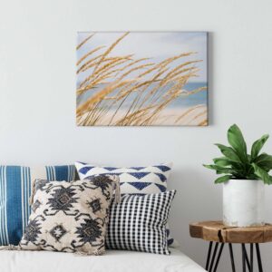 Bricoflor Badezimmer Bild Mit Dünengras Schlafzimmer Wandbild Mit Strand Und Dünnen Leinwandbild Im Maritimen Stil In Hellblau Und Beige