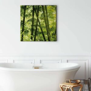 Bricoflor Bambus Bild Im Asiatischen Stil Wellness Leinwand Bild Mit Zen Motiv Für Schlafzimmer Und Badezimmer Grünes Leinwandbild Mit Bambuswald