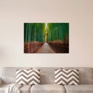 Bricoflor Bambus Leinwand Mit Wald Motiv Canvas Leinwandbild Im Querformat Für Bade Und Schlafzimmer Keilrahmenbild In Grün Und Braun Mit Bambuswald