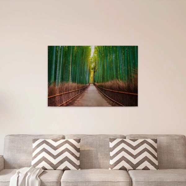 Bricoflor Bambus Leinwand Mit Wald Motiv Canvas Leinwandbild Im Querformat Für Bade Und Schlafzimmer Keilrahmenbild In Grün Und Braun Mit Bambuswald