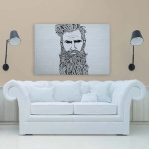 Bricoflor Barbershop Wanddeko Leinwandbild Mit Mann Mit Bart Industrial Bild In Steinoptik Schwarz Weiß Für Schlafzimmer 90 X 60