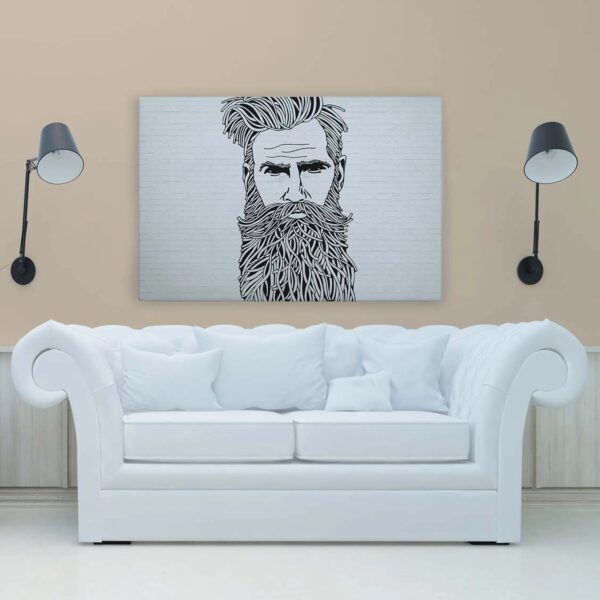 Bricoflor Barbershop Wanddeko Leinwandbild Mit Mann Mit Bart Industrial Bild In Steinoptik Schwarz Weiß Für Schlafzimmer 90 X 60