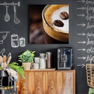 Bricoflor Barista Leinwand Bild Mit Kaffeetasse Küchenbild Mit Kaffee Motiv In Braun Und Weiß Wand Deko Leinwandbild Quadratisch Ideal Für Cafés
