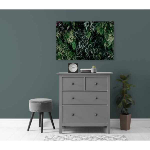 Bricoflor Bild Auf Leinwand Blätter Motiv Dunkelgrün Dschungel Wandbild 90 X 60 Cm Für Wohnzimmer Und Küche Leinwandbild Tropisch