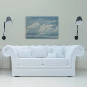 Bricoflor Bild Auf Leinwand Mit Himmel Hellblaues Wandbild Mit Wolken Für Kinderzimmer Und Schlafzimmer Leinwandbild 90 X 60 Cm
