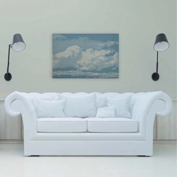 Bricoflor Bild Auf Leinwand Mit Himmel Hellblaues Wandbild Mit Wolken Für Kinderzimmer Und Schlafzimmer Leinwandbild 90 X 60 Cm