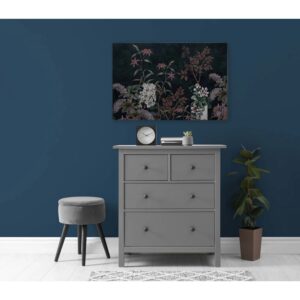 Bricoflor Bild Botanik Im Vintage Stil Schwarzes Wandbild Mit Pflanzen Auf Leinwand In 90 X 60 Cm Schlafzimmer Leinwandbild Floral