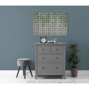 Bricoflor Bild Fensterblick In Garten Glasbaustein Wandbild 90 X 60 Cm Leinwandbild Ausgefallen Mit Pflanzen In 3D Optik Weiß Grün