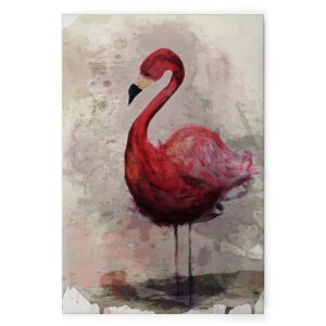 Bricoflor Bild Flamingo Auf Leinwand Pink Grau Kunst Wandbild Mit Vogel In Aquarell Optik Leinwandbild In 60 X 90 Cm Für Küche