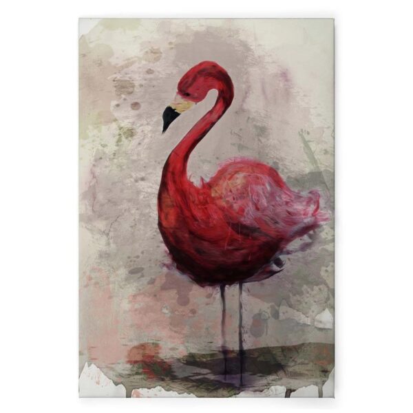 Bricoflor Bild Flamingo Auf Leinwand Pink Grau Kunst Wandbild Mit Vogel In Aquarell Optik Leinwandbild In 60 X 90 Cm Für Küche