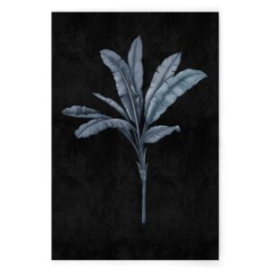 Bricoflor Bild Im Botanik Stil Leinwandbild Mit Palme In Schwarz Blau Modernes Wandbild Botanical In 80 X 120 Cm Ideal Für Küche