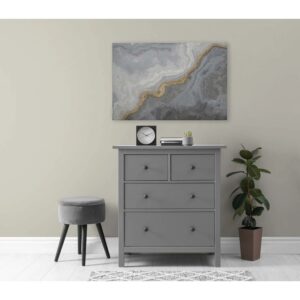 Bricoflor Bild In Marmor Optik Grau Gold Leinwandbild Elegant Deko Wandbild In Steinoptik 90 X 60 Cm Ideal Für Schlafzimmer