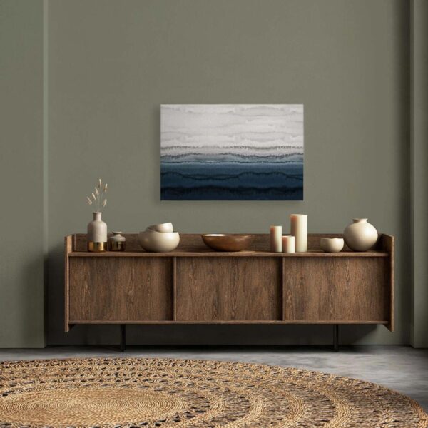 Bricoflor Bild Maritim Auf Leinwand Deko Wandbild Mit Meer In Aquarell Optik Blau Weiß Farbverlauf Leinwandbild In 120 X 80 Cm