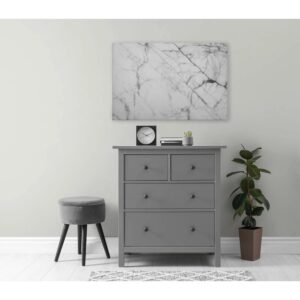 Bricoflor Bild Marmor Optik Weiß Grau Wandbild Elegant Für Badezimmer Und Schlafzimmer Leinwandbild Marmoroptik In 90 X 60 Cm