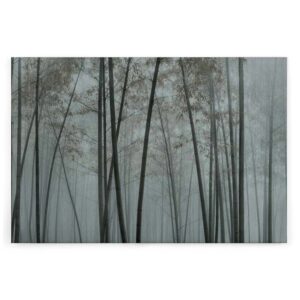Bricoflor Bild Mit Bambuswald Im Nebel Asiatisches Wandbild Für Badezimmer Und Schlafzimmer Leinwandbild 90 X 60 Cm Hellgrau
