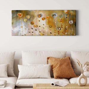 Bricoflor Bild Mit Blumen Abstrakt Gemalt Gemälde Leinwand Bild Als Kunstdruck Ideal Für Wohnzimmer Und Schlafzimmer Florales Wandbild In Gold Gelb