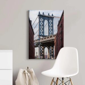 Bricoflor Bild Mit Brooklyn Bridge Leinwand Bild Mit New York Motiv Ideal Für Wohnzimmer Und Schlafzimmer Architektur Leinwandbild Mit Brücke