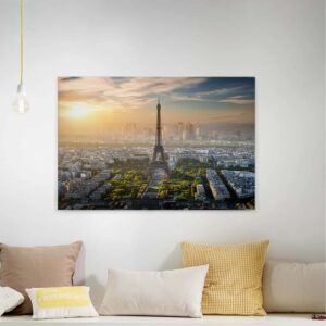 Bricoflor Bild Mit Eiffelturm Auf Leinwand Skyline Wandbild Mit Paris Motiv Ideal Für Küche Und Schlafzimmer Stadt Leinwandbild Auf Canvas Mit Himmel