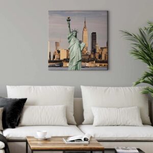 Bricoflor Bild Mit Freiheitsstatue New York Leinwand Bild Mit Skyline Modernes Stadt Wandbild Ideal Für Wohnzimmer Und Schlafzimmer