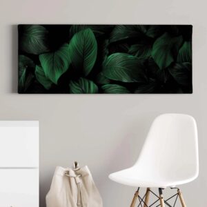 Bricoflor Bild Mit Grünen Blättern Auf Leinwand Dschungel Wandbild Mit Palmenblättern In Dunkelgrün Exostisches Leinwandbild Für Schlaf Und Wohnzimmer