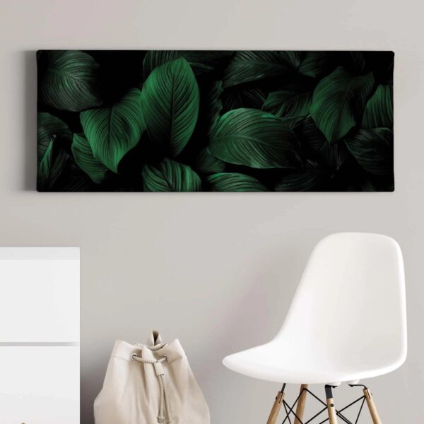 Bricoflor Bild Mit Grünen Blättern Auf Leinwand Dschungel Wandbild Mit Palmenblättern In Dunkelgrün Exostisches Leinwandbild Für Schlaf Und Wohnzimmer
