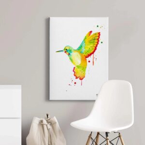 Bricoflor Bild Mit Kolibri Buntes Vogelbild Im Kunst Design Ideal Für Wohnzimmer Und Schlafzimmer Leinwand Bild Mit Vogel Gemalt