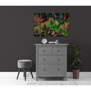 Bricoflor Bild Mit Palmenblättern Buntes Wandbild Mit Dschungel 90 X 60 Cm Leinwandbild Quer In Neonfarben Ideal Für Wohnzimmer