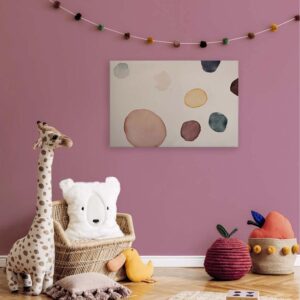 Bricoflor Bild Mit Punkten Für Kinderzimmer Und Wohnzimmer Leinwandbild In Aqaurell Optik Deko Wandbild Mit Farbklecksen 90 X 60