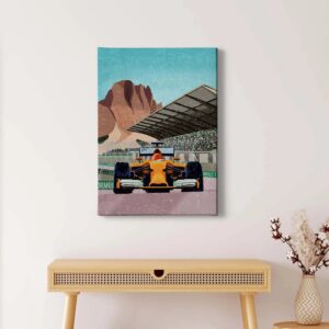Bricoflor Bild Mit Rennauto Bunt Formel 1 Leinwand Bild Ideal Für Jungenzimmer Auto Leinwandbild Für Kinderzimmer Im Hochformat