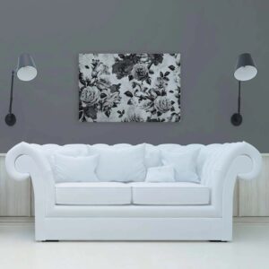 Bricoflor Bild Mit Rosen Auf Leinwand 90 X 60 Cm Deko Leinwandbild Schwarz Weiß Mit Blumen Vintage Wandbild Für Schlafzimmer