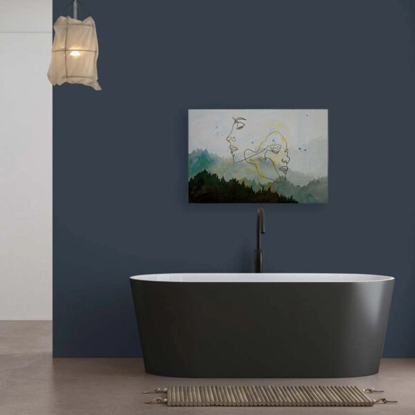 Bricoflor Bild Mit Tannenwald Dunkelgrün Gold Leinwandbild Mit Frauen Abstrakt Ideal Für Schlafzimmer Deko Wandbild In 120 X 80 Cm