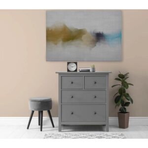 Bricoflor Bild Mit Wasserfarben In Gold Blau Schwarz Farbverlauf Wandbild In 90 X 60 Cm Deko Leinwandbild Für Büro Und Flur