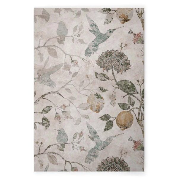 Bricoflor Bild Mit Zitronenmotiv Und Vögeln Leinwandbild Mit Kolibri Und Zitronenbaum Beige 80 X 120 Cm Für Küche Und Esszimmer