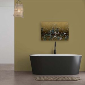 Bricoflor Bild Pfau Auf Leinwand Chinesisches Wandbild Mit Vögeln Und Blumen Gold Leinwandbild Asiatisch Für Esszimmer 120 X 80 Cm