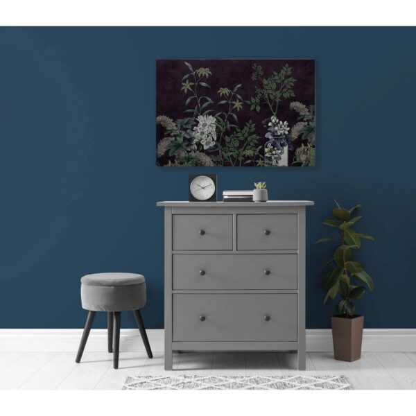 Bricoflor Bild Pflanzen Auf Leinwand Schwarzes Wandbild Mit Botanik Motiv Im Vintage Stil Leinwandbild Mit Blumen In 120 X 80 Cm