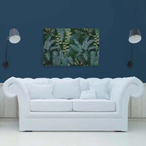 Bricoflor Bild Tropischer Regenwald Dunkelgrün Deko Wandbild Bananenblätter Für Wohnzimmer Leinwandbild Palmenblätter 120 X 80 Cm