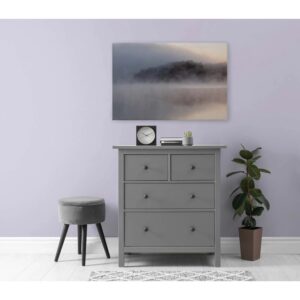 Bricoflor Bild Wald In Nebel Romantisch Leinwandbild See Und Nebel 120 X 80 Cm Leinwand Mit Landschaft Groß Für Schlafzimmer